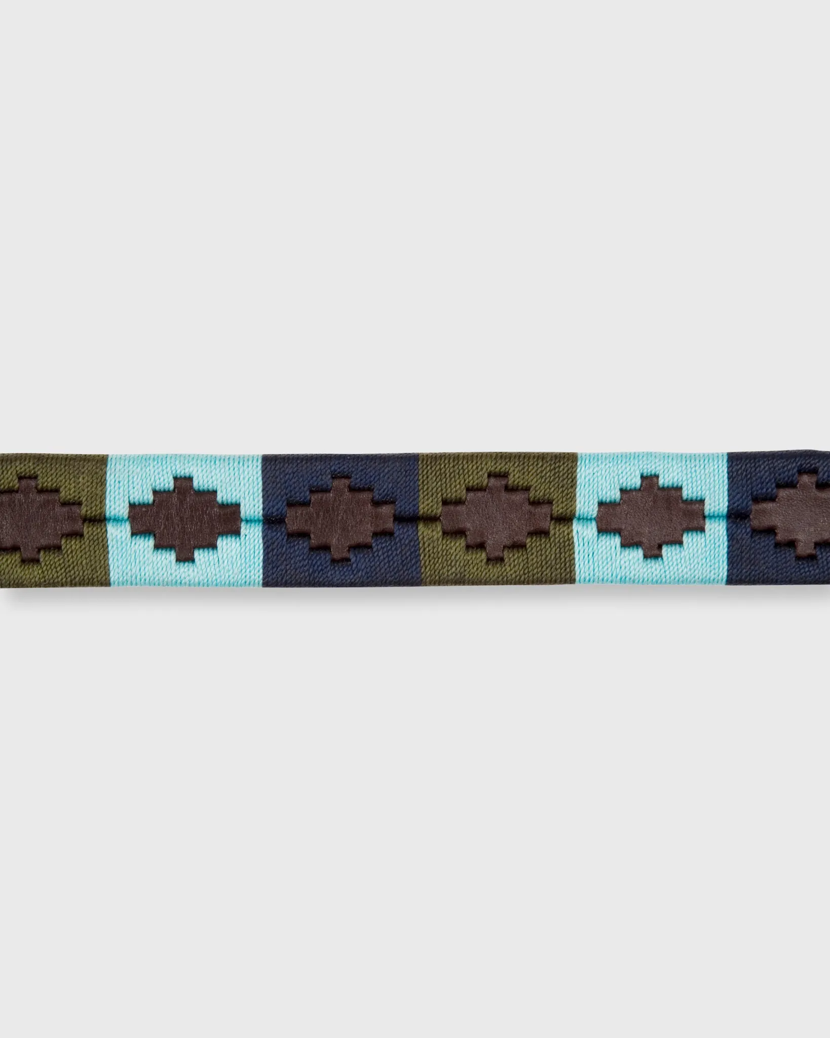 1 1/8" Polo Belt in Olive/Sky/Navy Chocolate Leather sold by Mashburn product image thumbnail 2