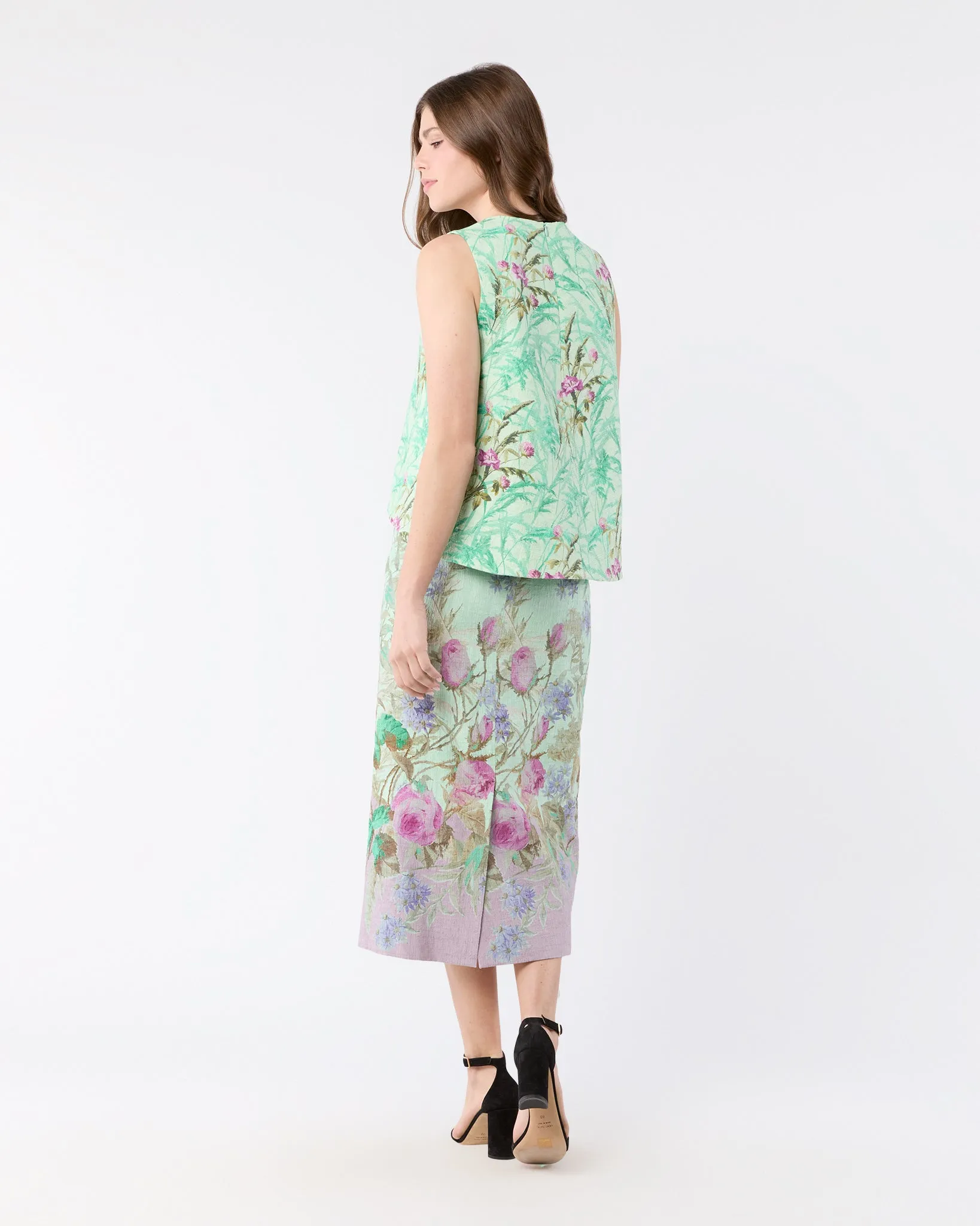 Pencil Skirt in Heath Mint Rustic Shot Cotton sold by Mashburn product image thumbnail 5