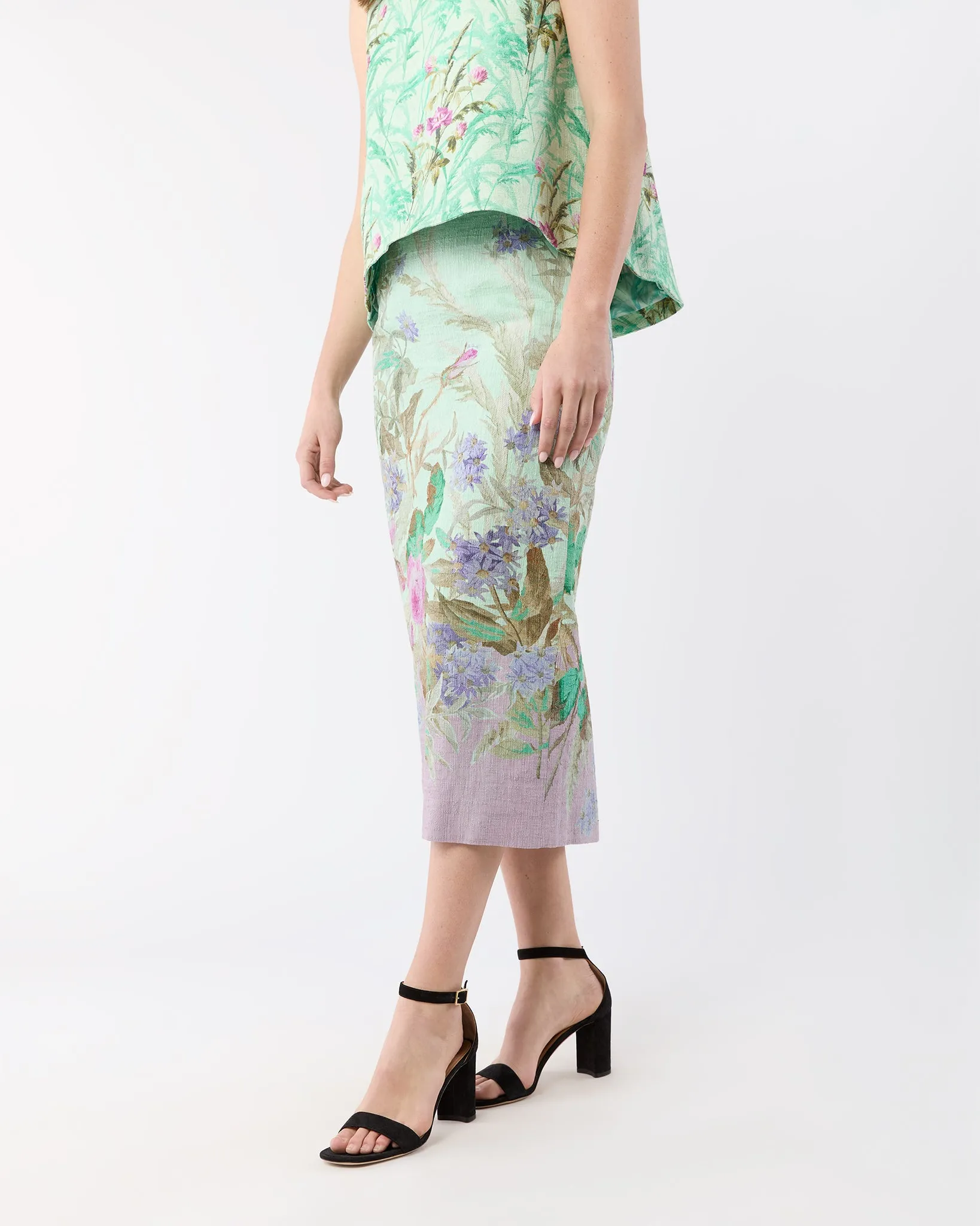 Pencil Skirt in Heath Mint Rustic Shot Cotton sold by Mashburn product image thumbnail 2