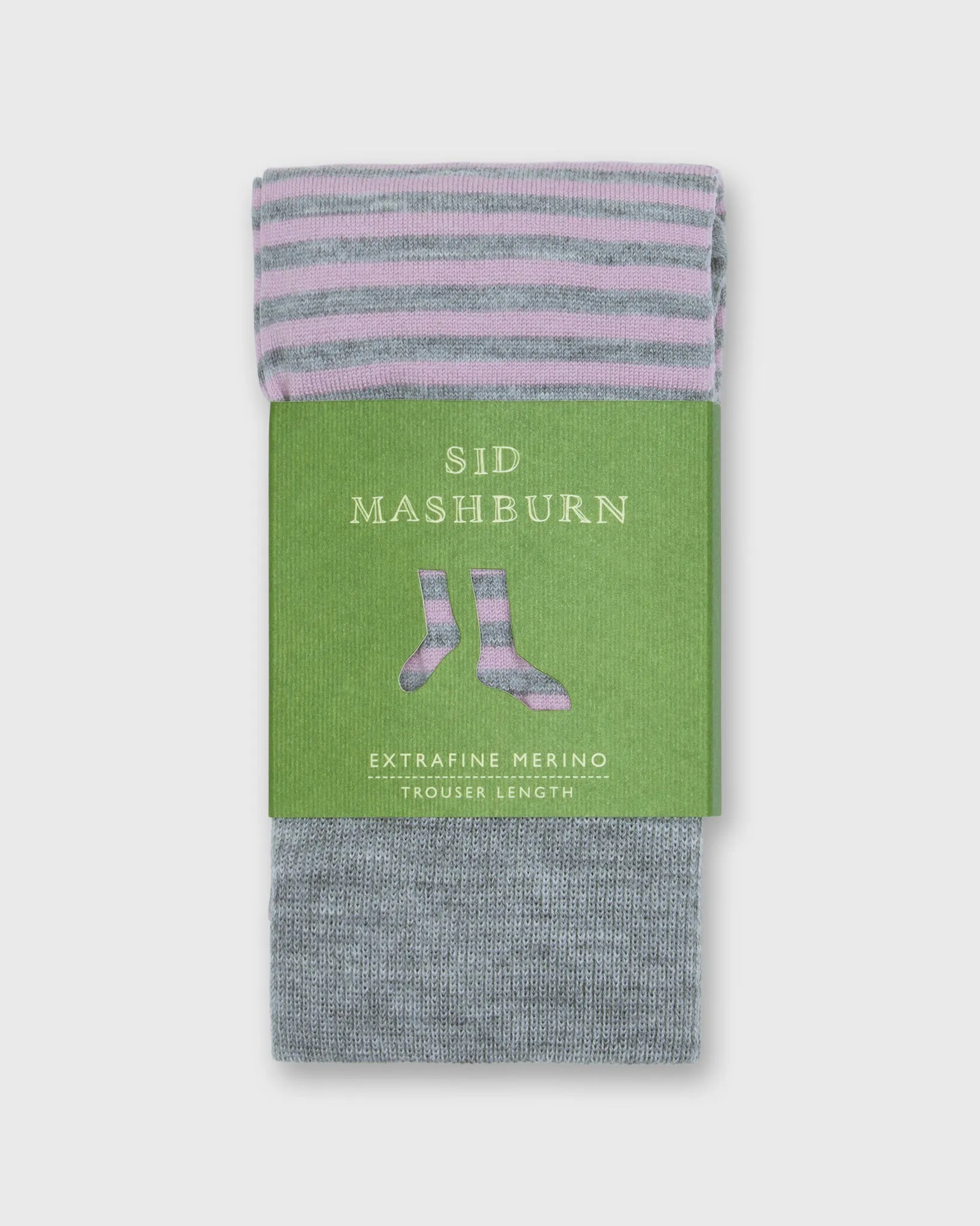 Striped Trouser Dress Socks in Heather Grey/Orchid Extra Fine Merino sold by Mashburn product image thumbnail 2
