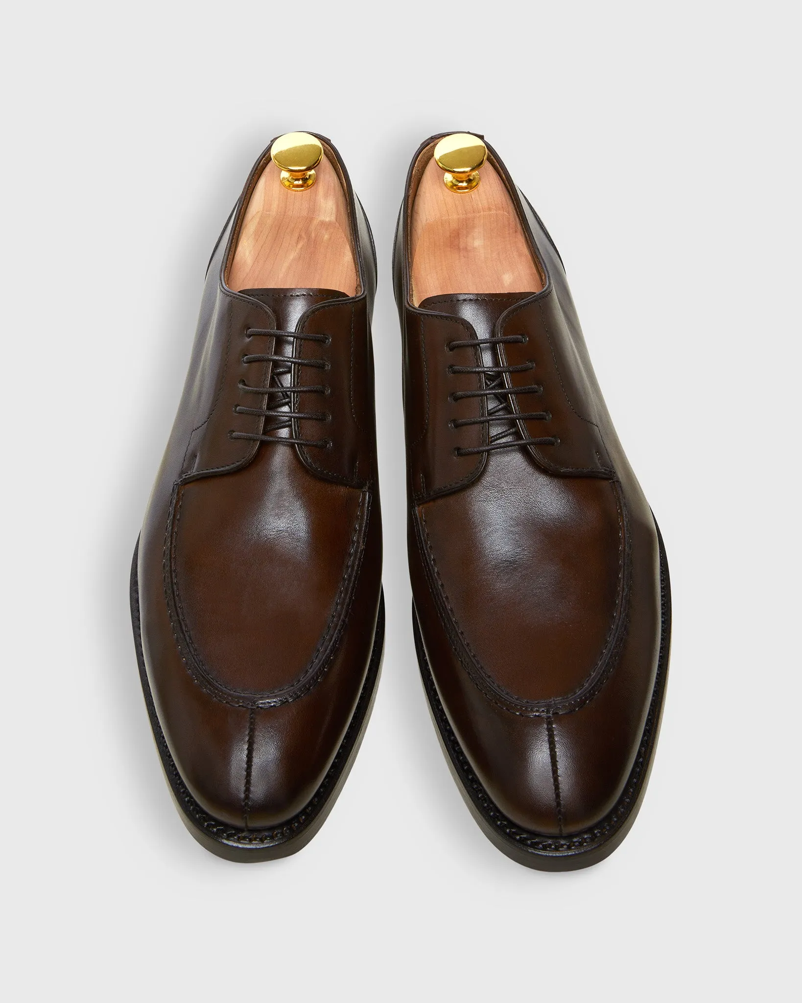 Apron Derby in Espresso Calfskin sold by Mashburn