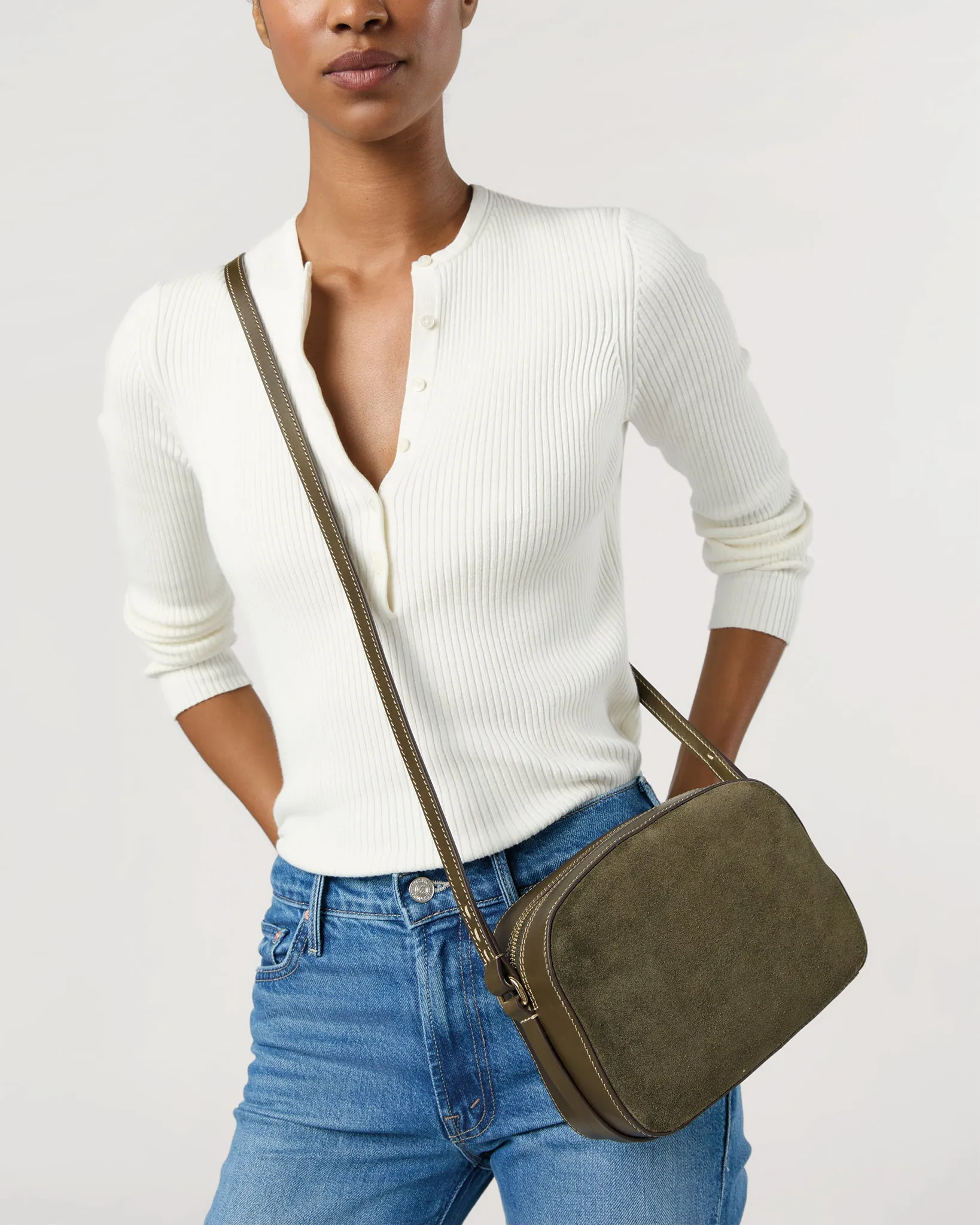 Bea Crossbody Bag in Olive Suede/Leather sold by Mashburn product image thumbnail 2