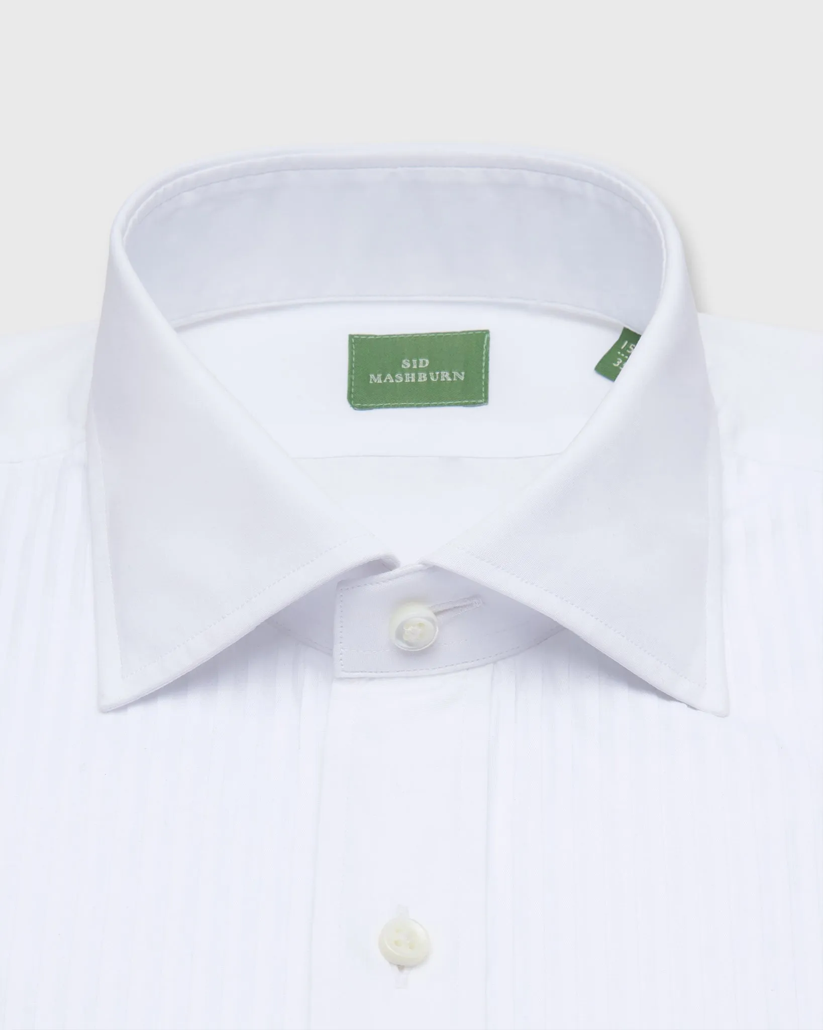 French-Cuff Pleated Bib-Front Tuxedo Shirt in White Poplin sold by Mashburn product image thumbnail 3