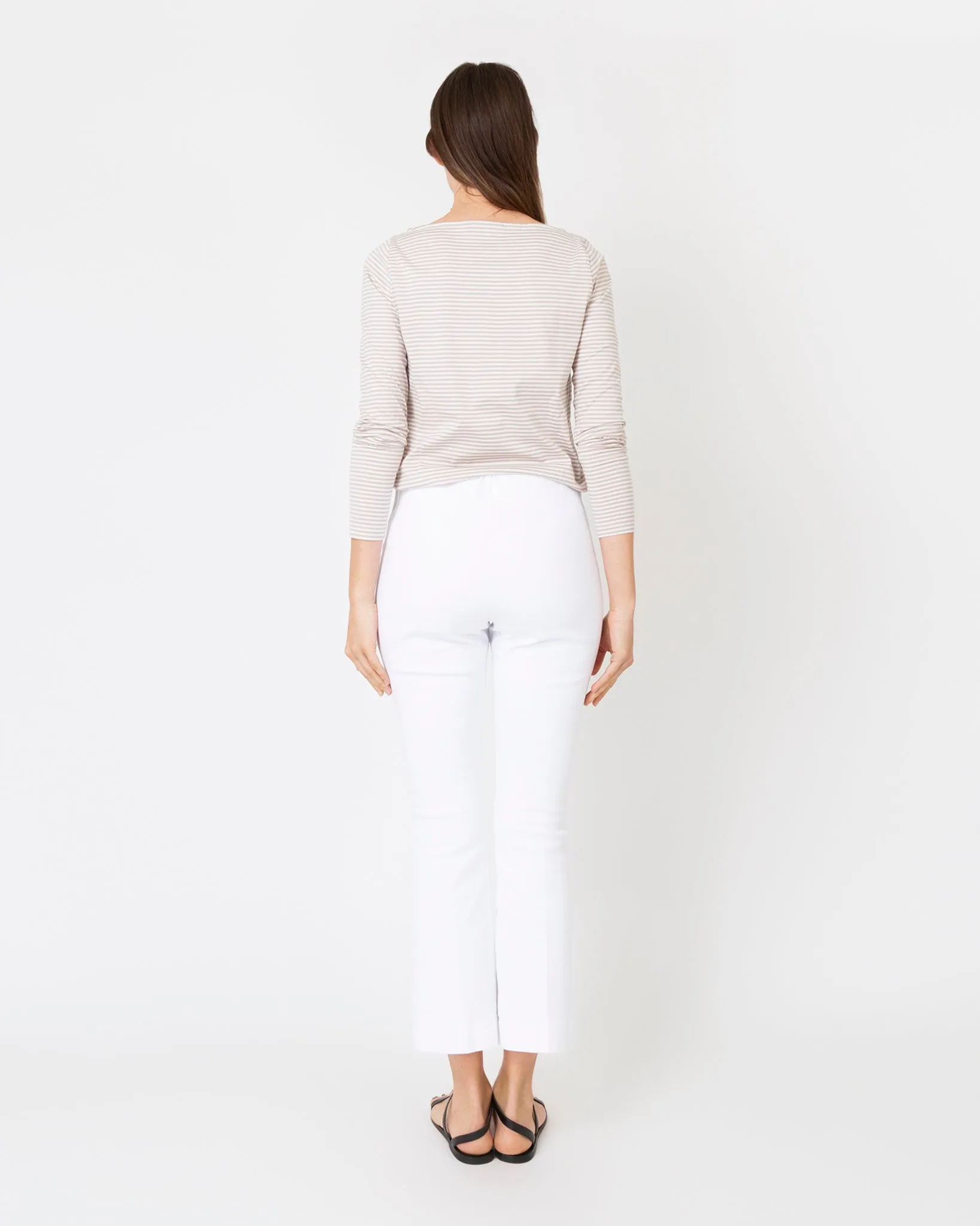 Faye Flare Cropped Pant in White Garment-Dyed Stretch Twill sold by Mashburn product image thumbnail 5