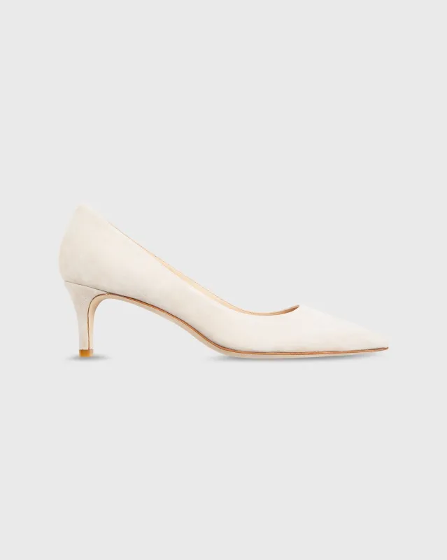 Kitten Heel Pointed-Toe Pump in Light Sand Suede sold by Mashburn