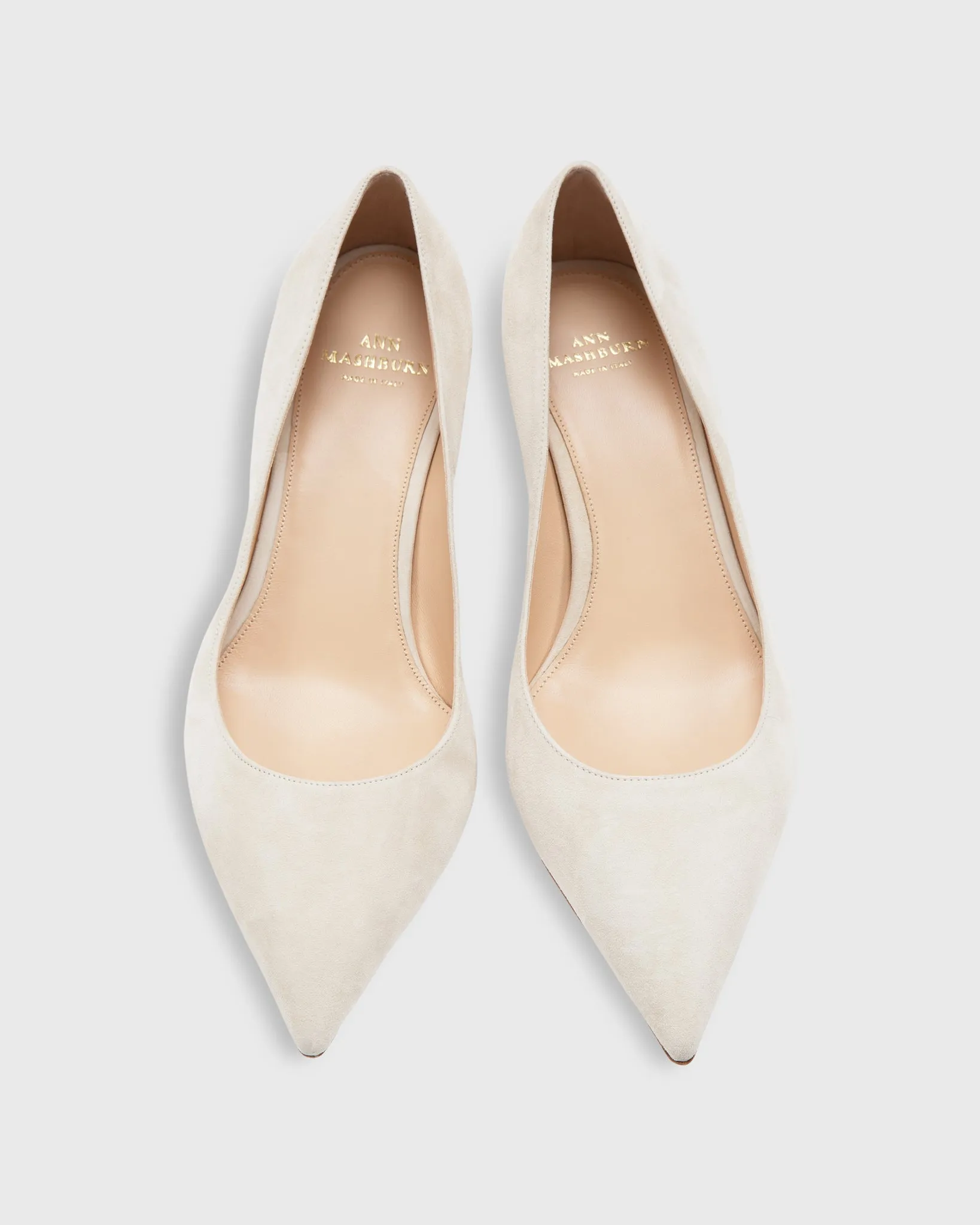 Kitten Heel Pointed-Toe Pump in Light Sand Suede sold by Mashburn product image thumbnail 2