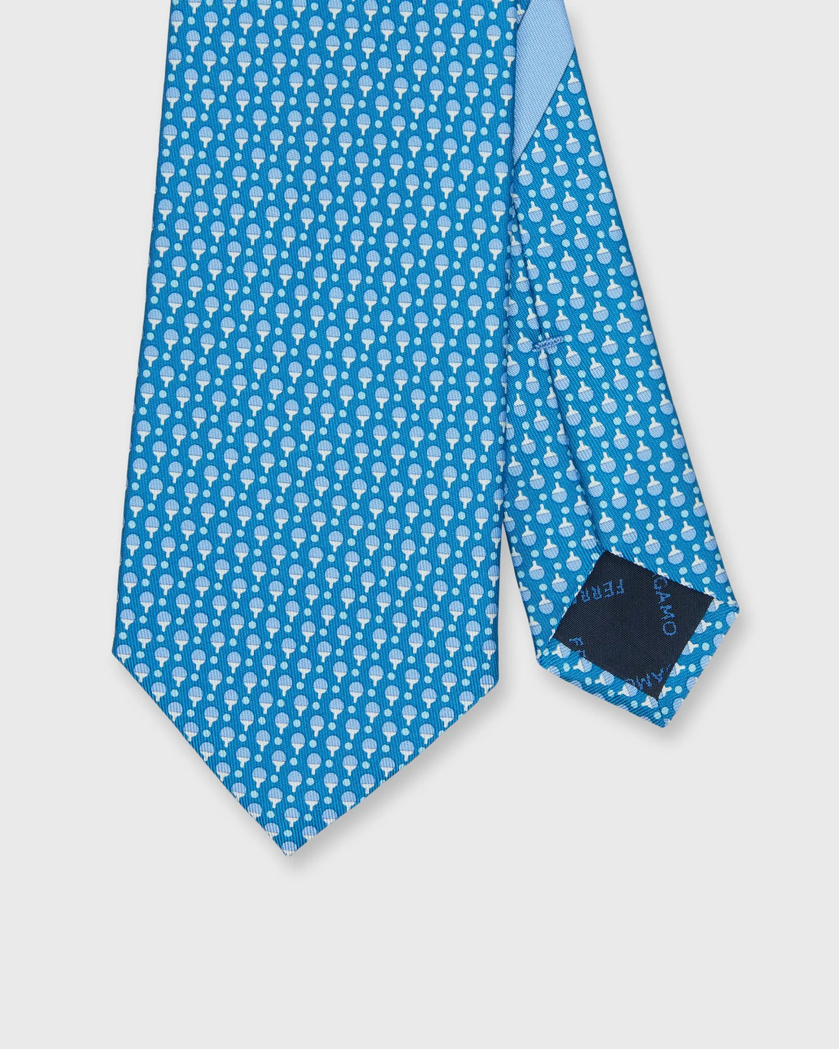 Silk Print Tie in Blue/Sky Ping Pong sold by Mashburn