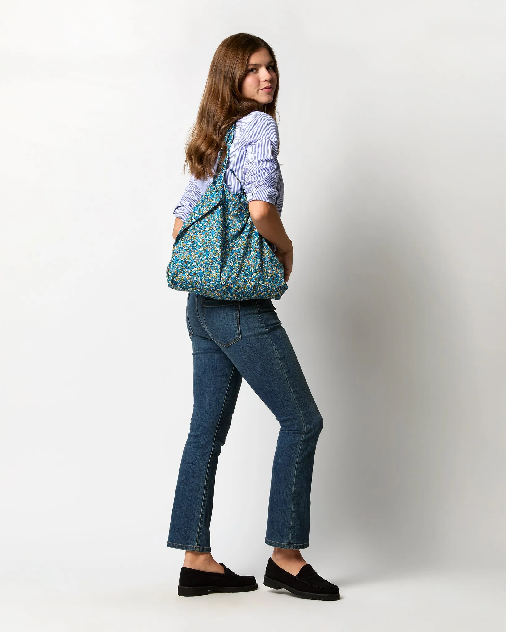 Reusable Tote Bag in Blue/Gold Dazzle Liberty Fabric sold by Mashburn product image thumbnail 2