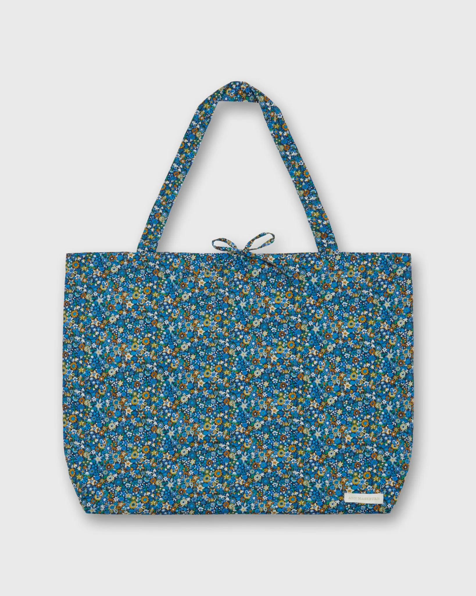 Reusable Tote Bag in Blue/Gold Dazzle Liberty Fabric sold by Mashburn