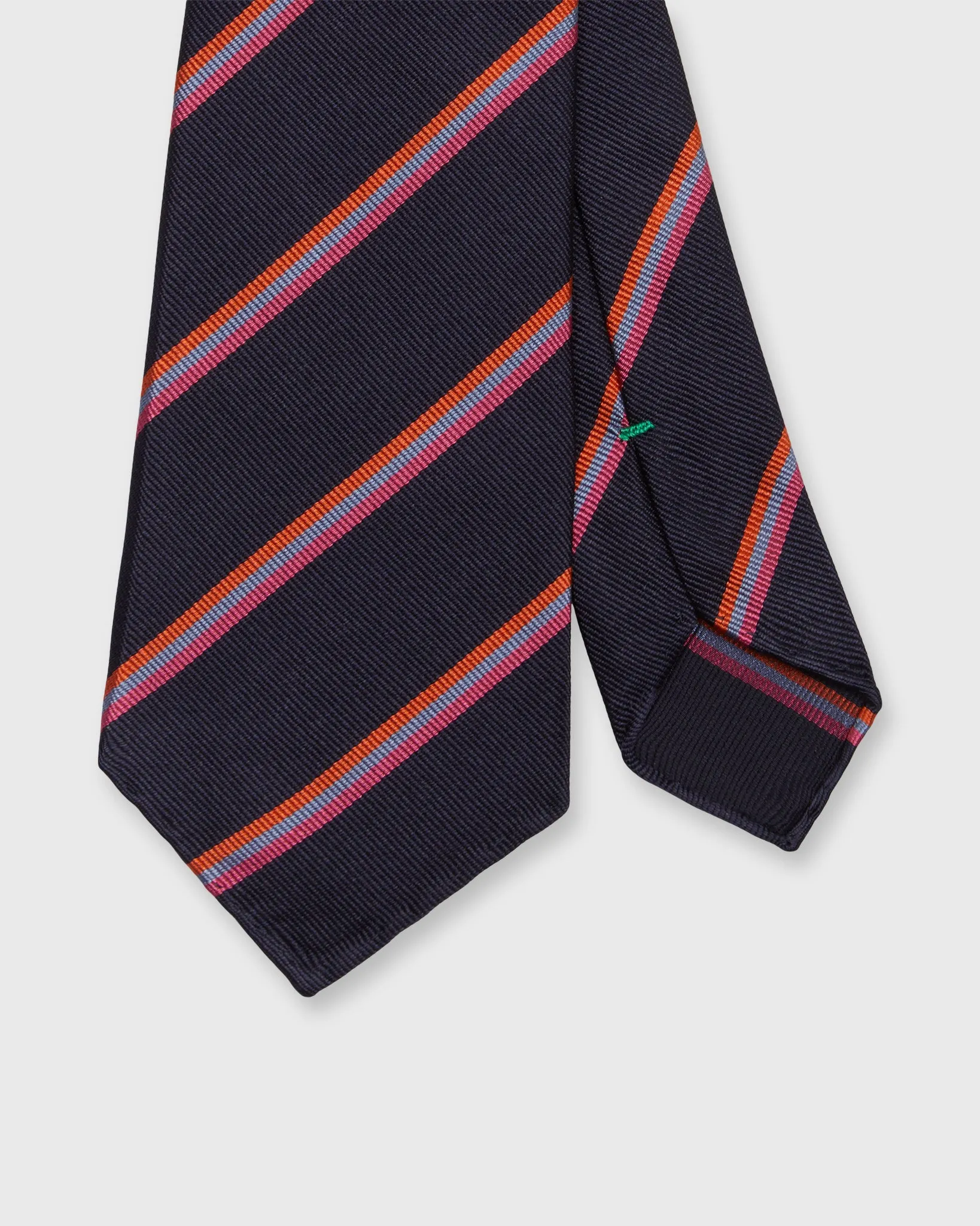 Silk Woven Tie in Navy/Orange/Peri Multi Stripe sold by Mashburn