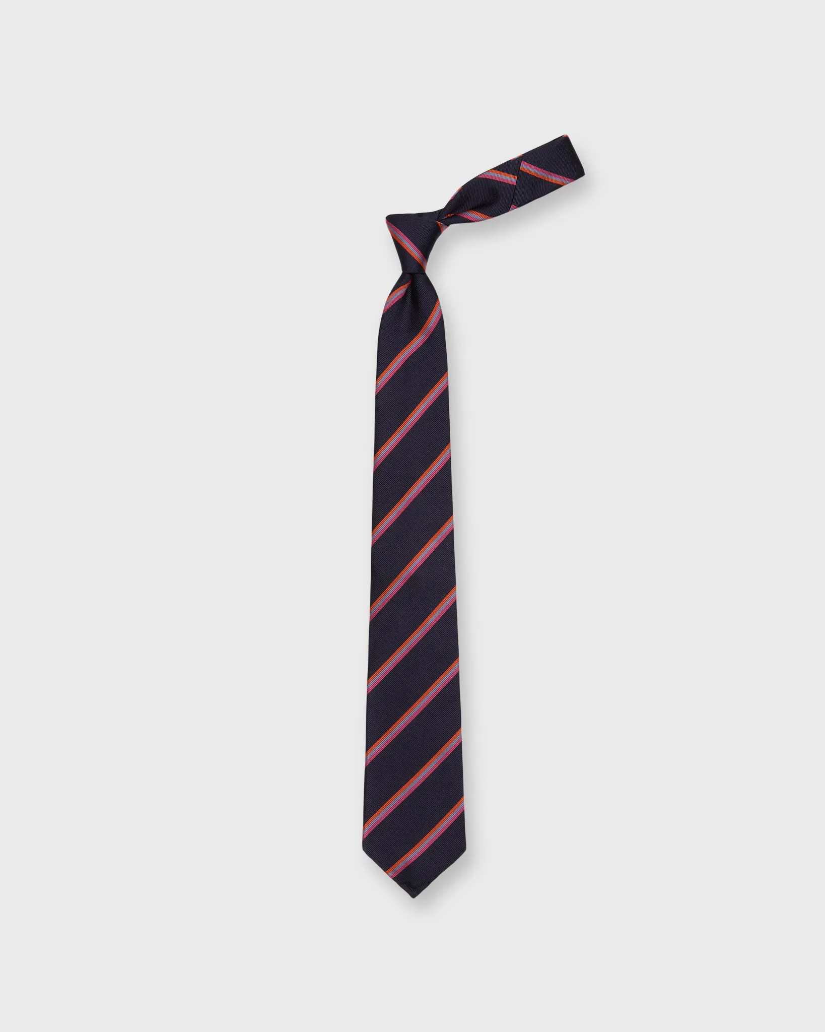 Silk Woven Tie in Navy/Orange/Peri Multi Stripe sold by Mashburn product image thumbnail 3