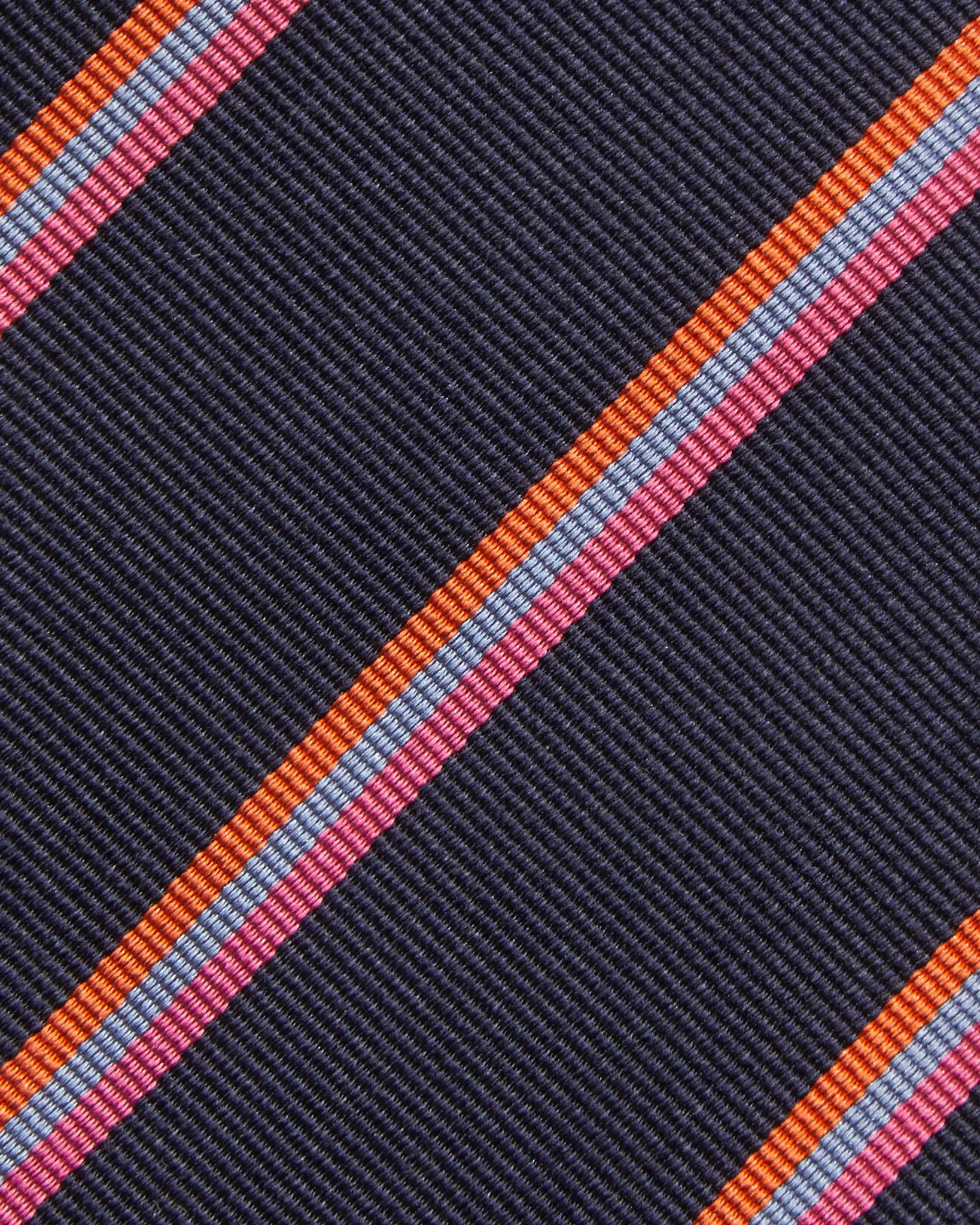 Silk Woven Tie in Navy/Orange/Peri Multi Stripe sold by Mashburn product image thumbnail 2