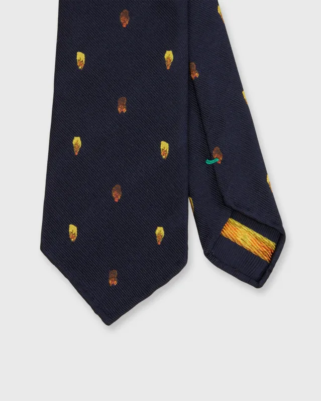Silk Club Tie in Navy/Gold Maple Seed sold by Mashburn