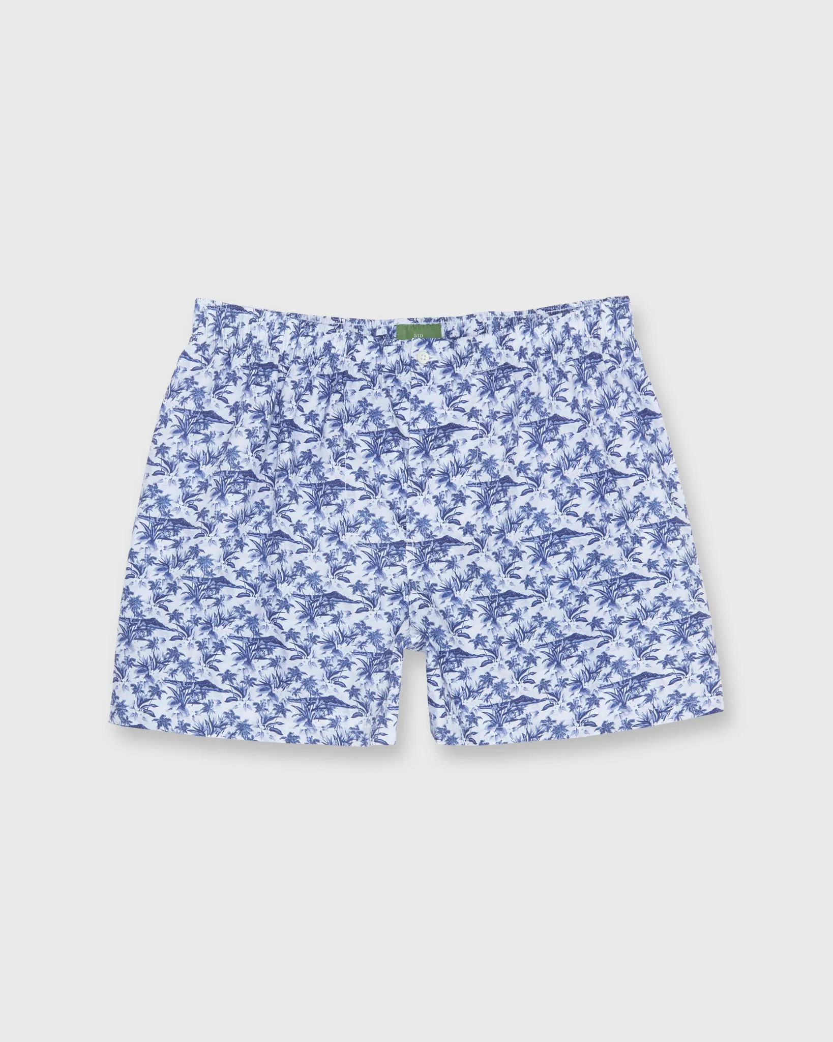Button-Front Boxer Short in Ink Tiki Print Poplin sold by Mashburn