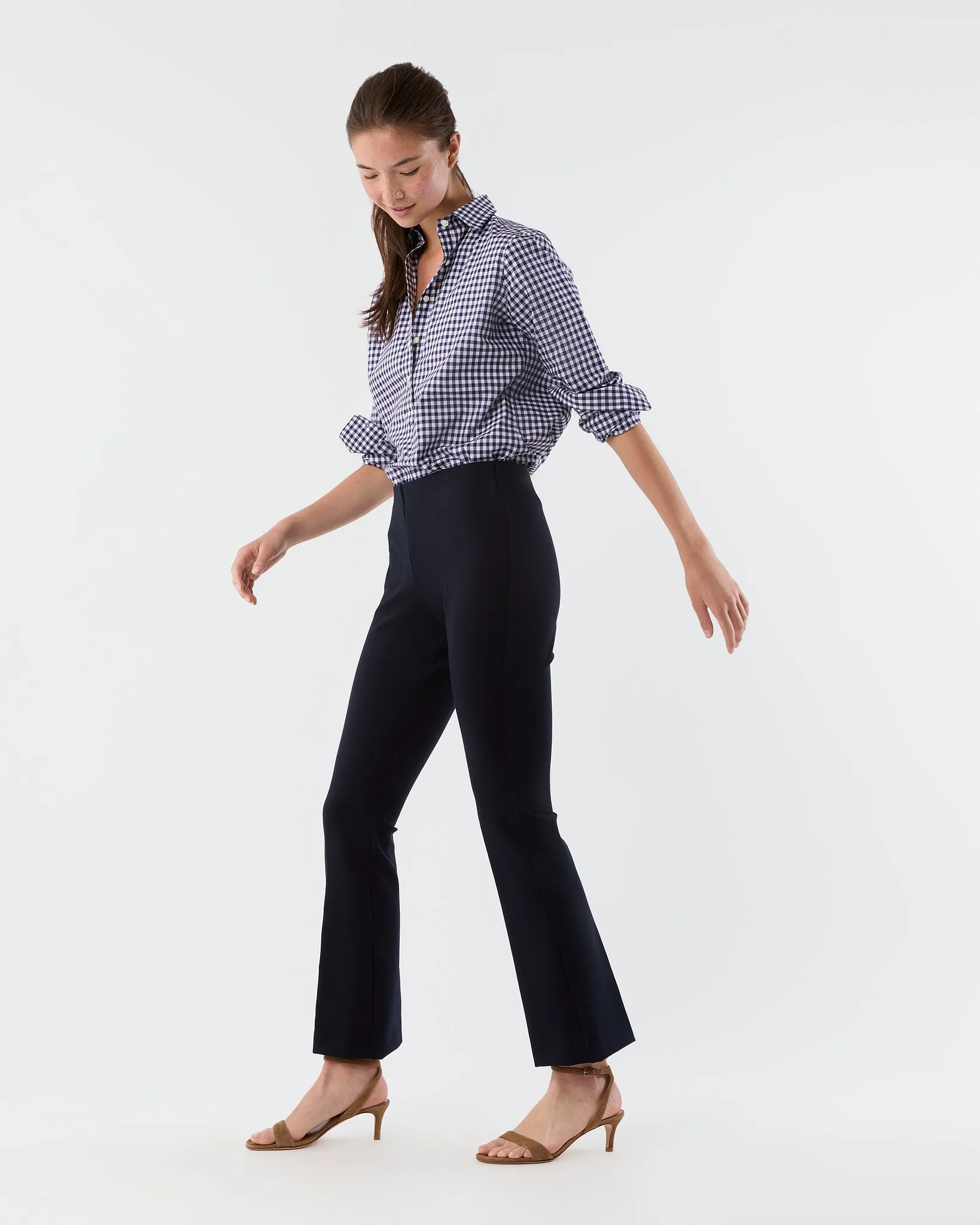 Faye Flare Cropped Pant in Navy Ponte Knit sold by Mashburn product image thumbnail 4