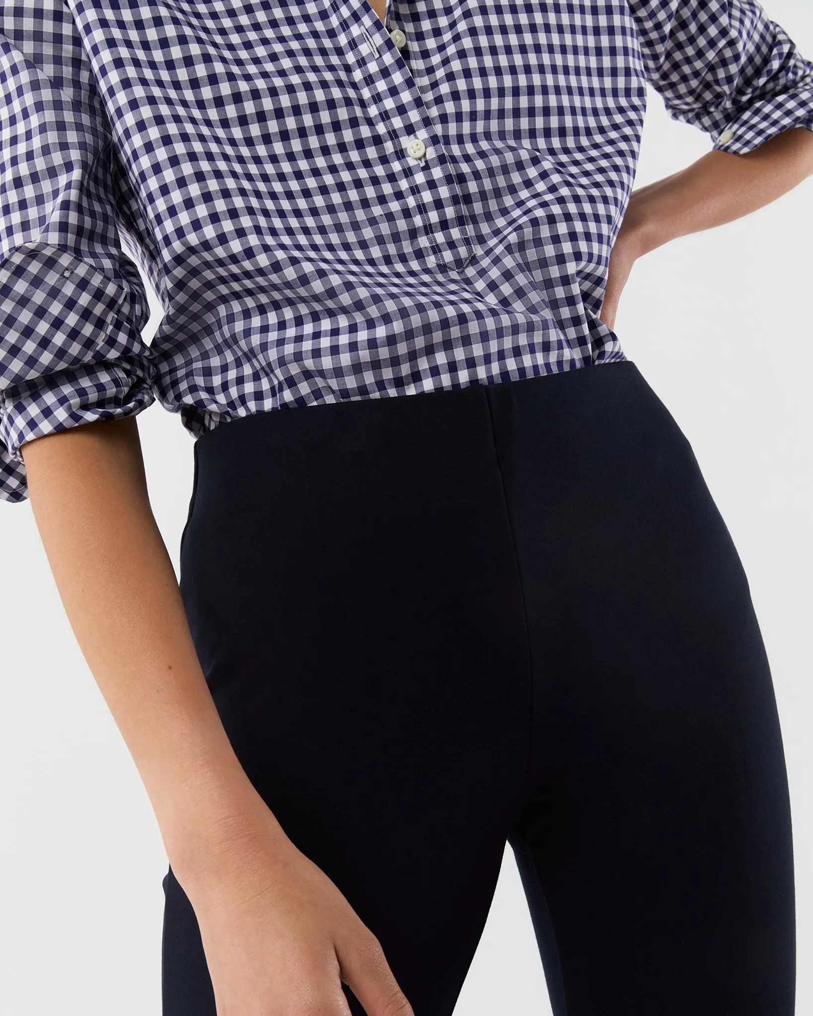 Faye Flare Cropped Pant in Navy Ponte Knit sold by Mashburn product image thumbnail 2