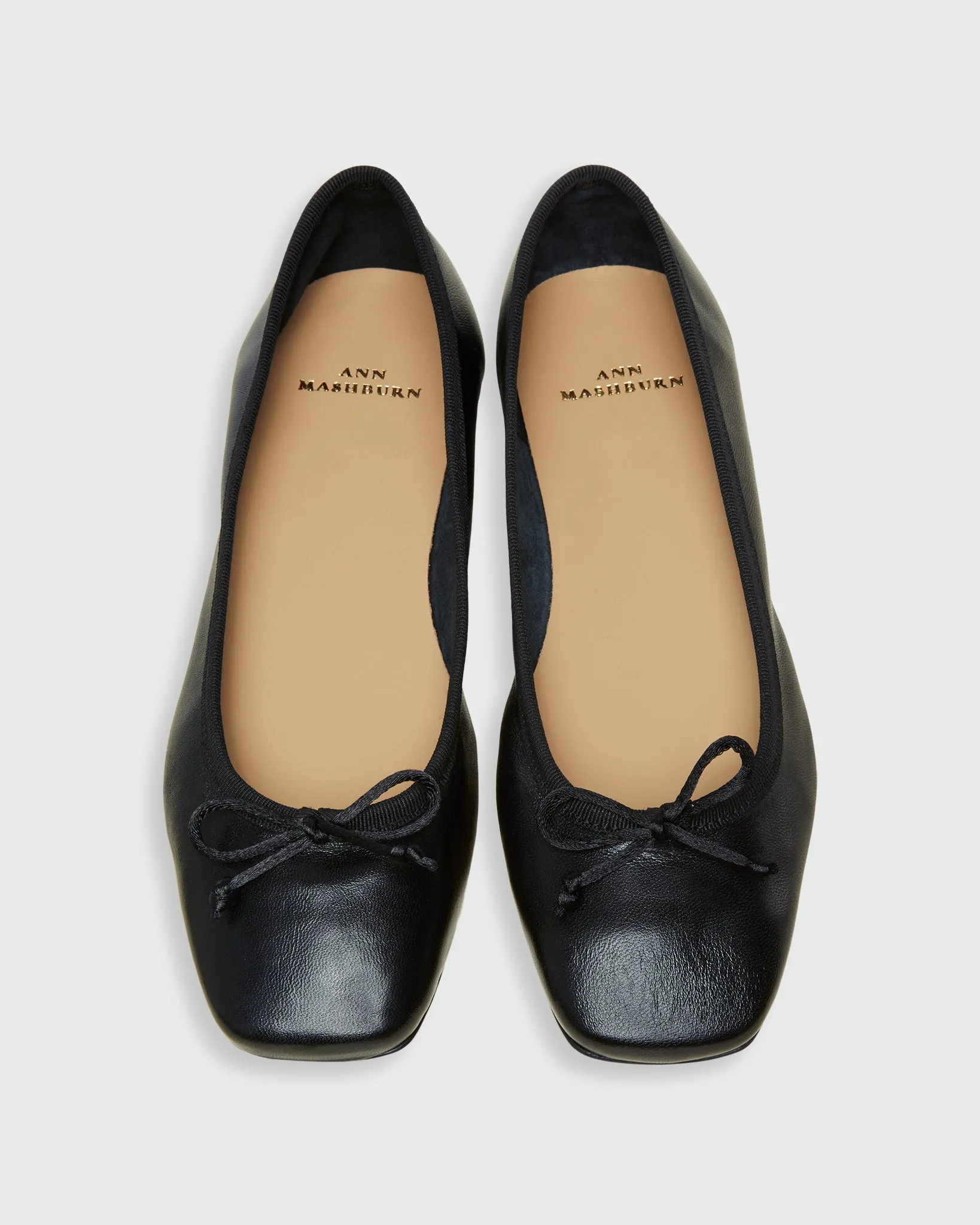 Square-Toe Ballet Flat in Black Leather sold by Mashburn product image thumbnail 3