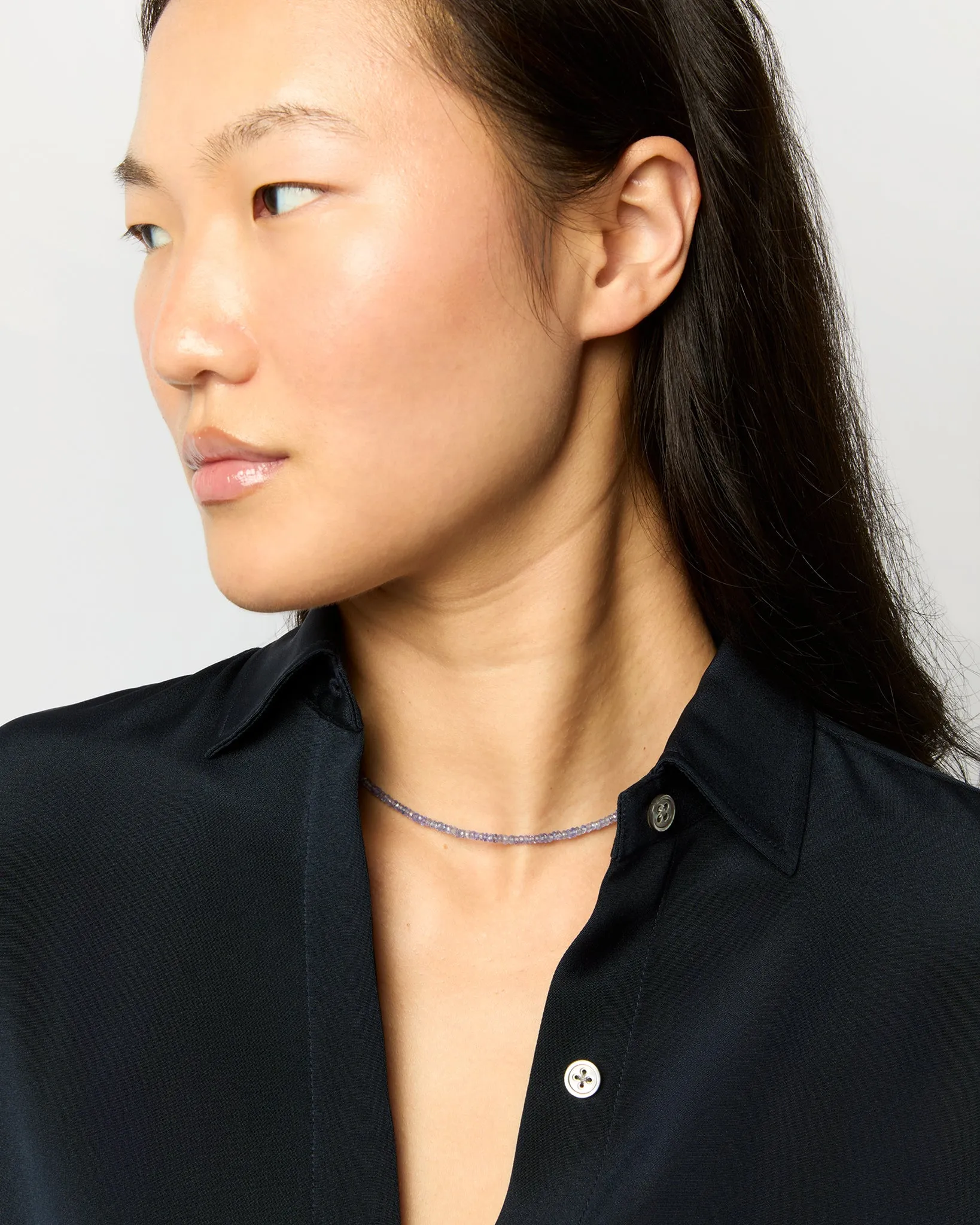 Tiny Beaded 14K Gold Necklace in Tanzanite sold by Mashburn product image thumbnail 2