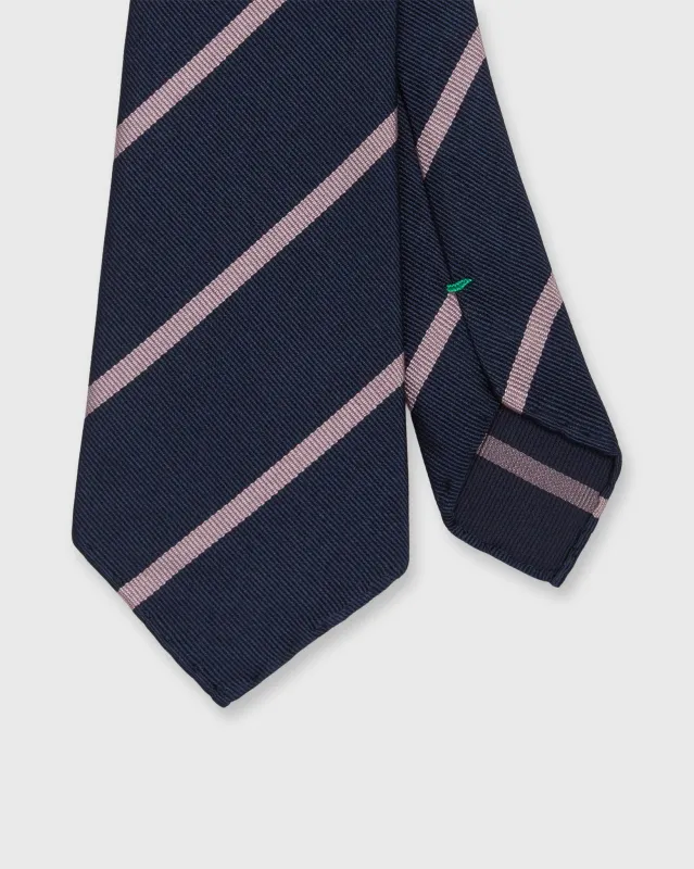 Silk Woven Tie in Navy/Orchid Bar Stripe sold by Mashburn