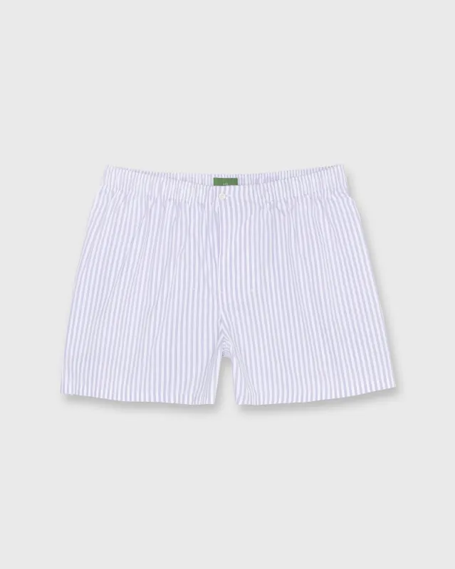 Button-Front Boxer Short in Lavender Multi Stripe Poplin sold by Mashburn