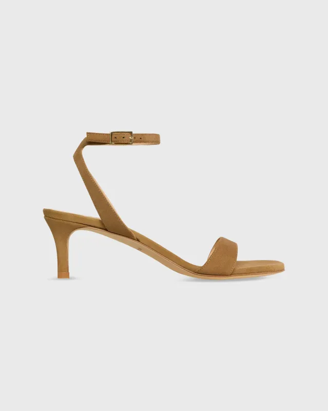 Ankle-Wrap Kitten Heel in Caramel Suede sold by Mashburn