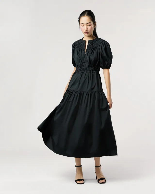 Othella Short Sleeve Midi Dress in Noir sold by Mashburn