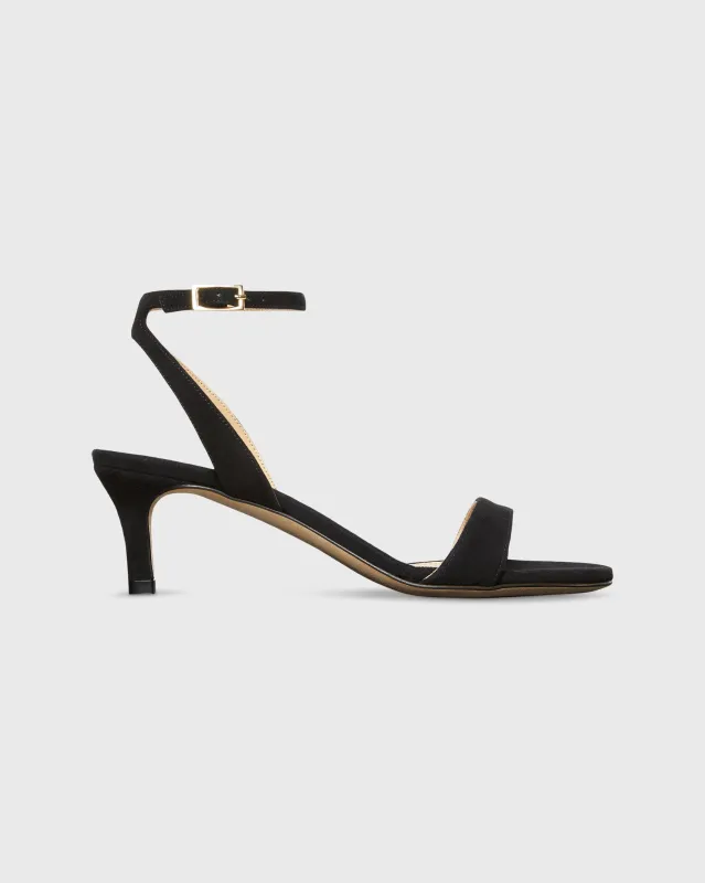 Ankle-Wrap Kitten Heel in Black Suede sold by Mashburn