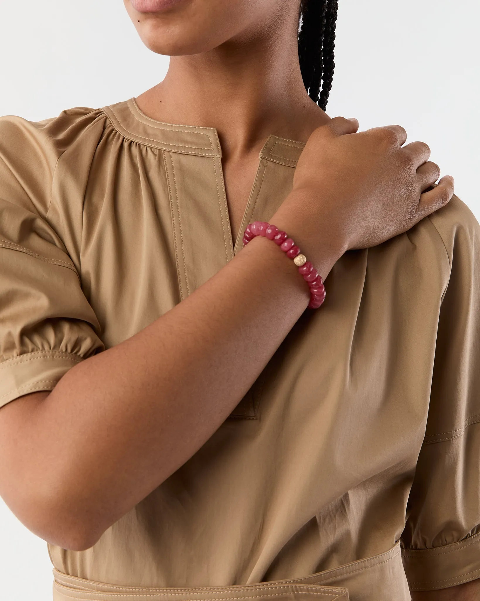 Semi Precious Beaded Bracelet in Raspberry Monochrome sold by Mashburn product image thumbnail 2