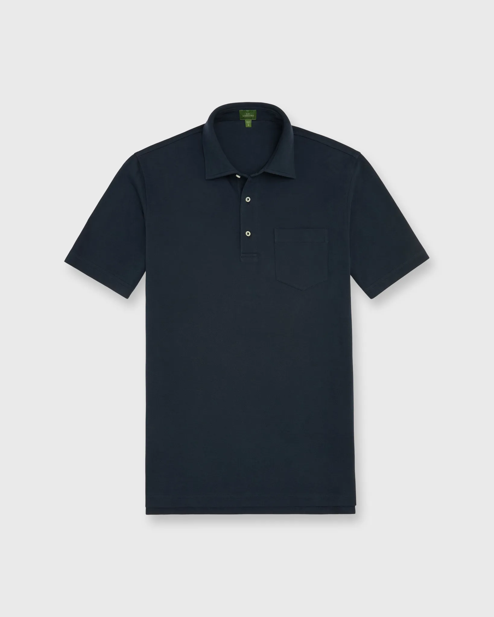 Short-Sleeved Polo in Navy Pima Pique sold by Mashburn