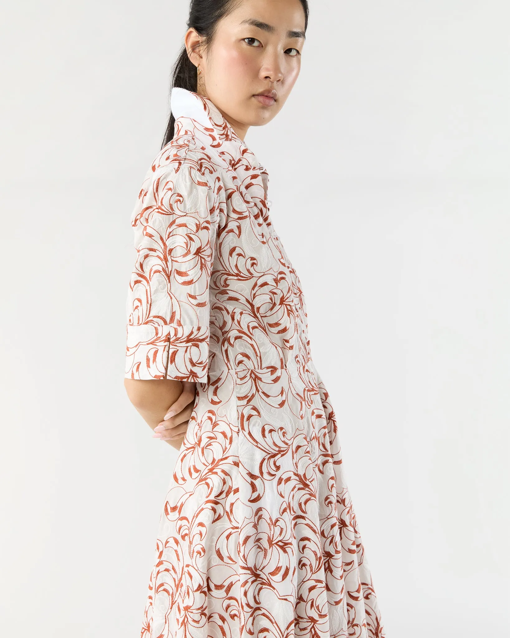San Pietro Dress in White Fern Embroidered Cotton sold by Mashburn product image thumbnail 4