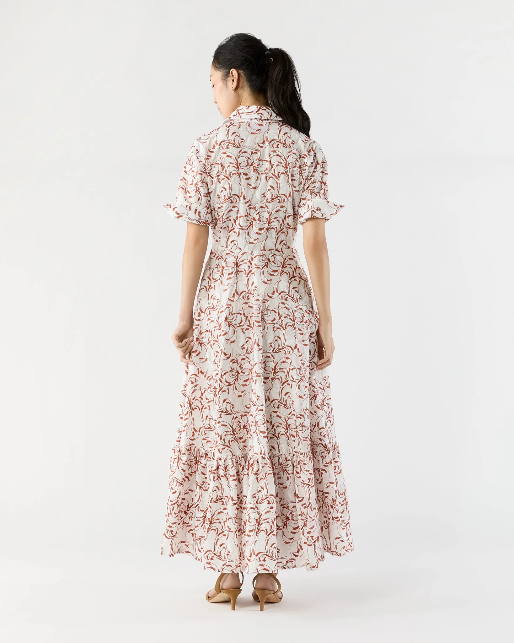 San Pietro Dress in White Fern Embroidered Cotton sold by Mashburn product image thumbnail 3