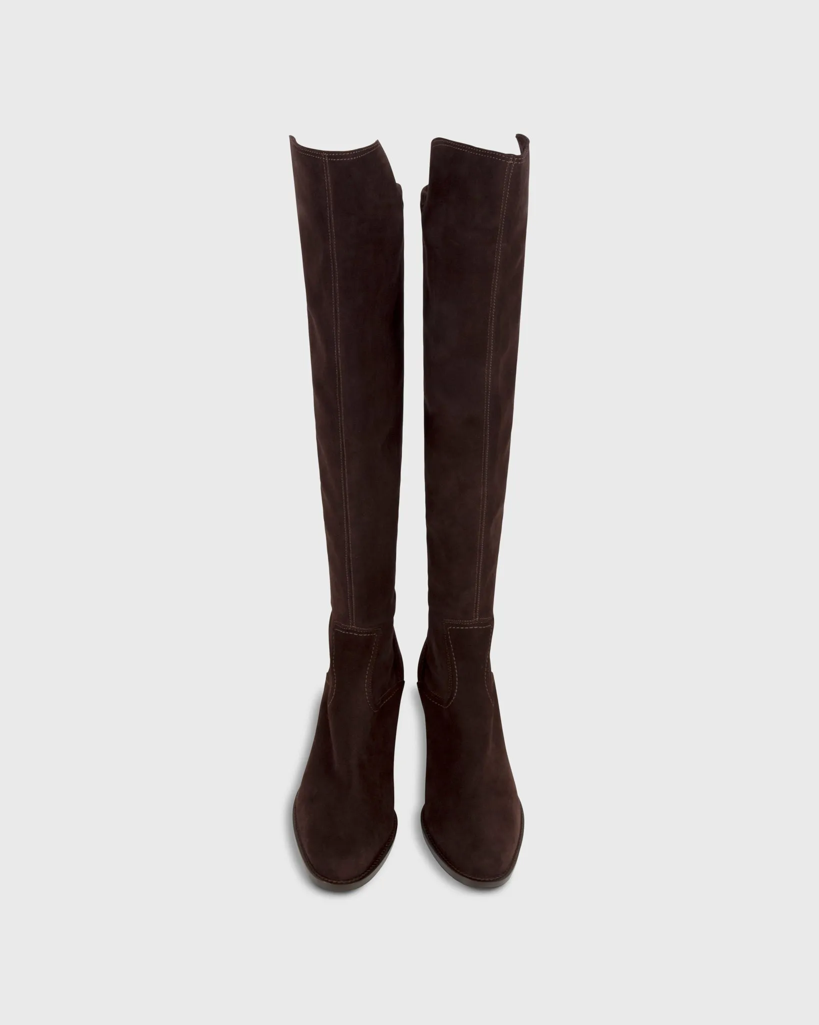 Heeled Pull-On Boot in Chocolate Suede sold by Mashburn product image thumbnail 2