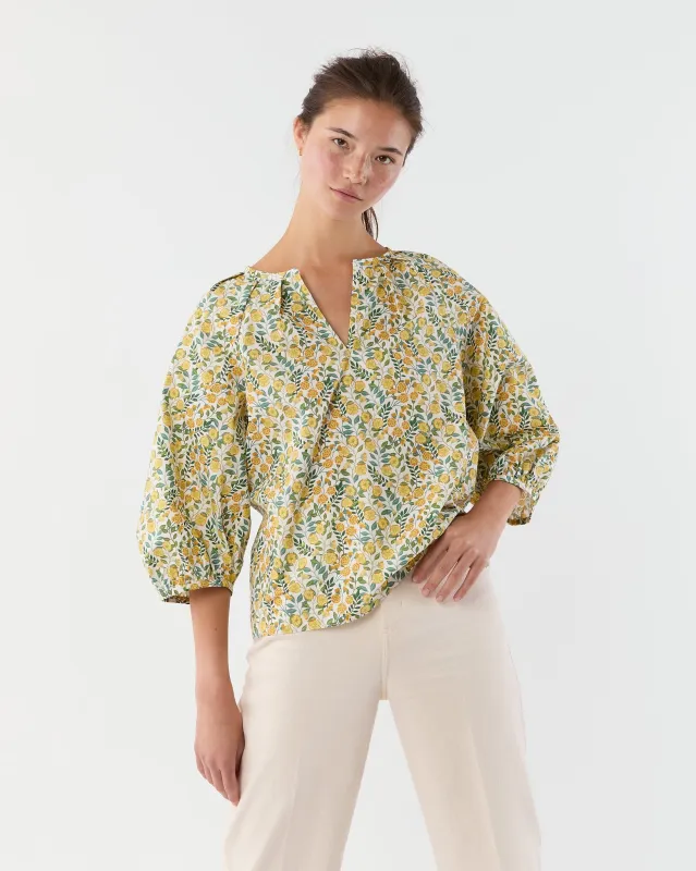 Victoria Blouse in Gold Multi Viger's Vine Liberty Fabric sold by Mashburn