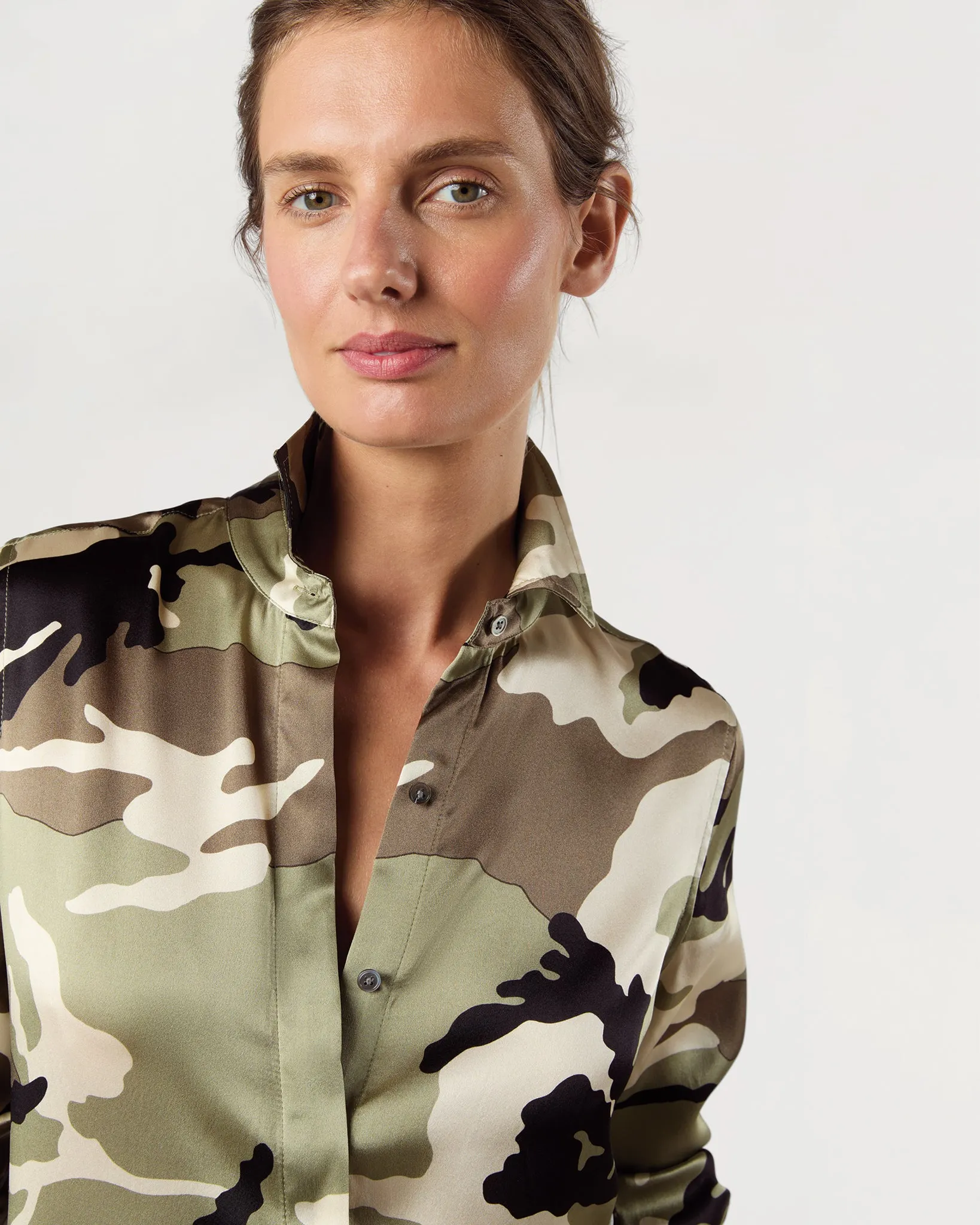 Classic Blouse in Camo Silk Charmeuse sold by Mashburn product image thumbnail 3