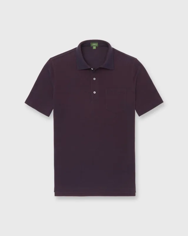 Short-Sleeved Polo in Merlot Dark Oxford Pima Pique sold by Mashburn