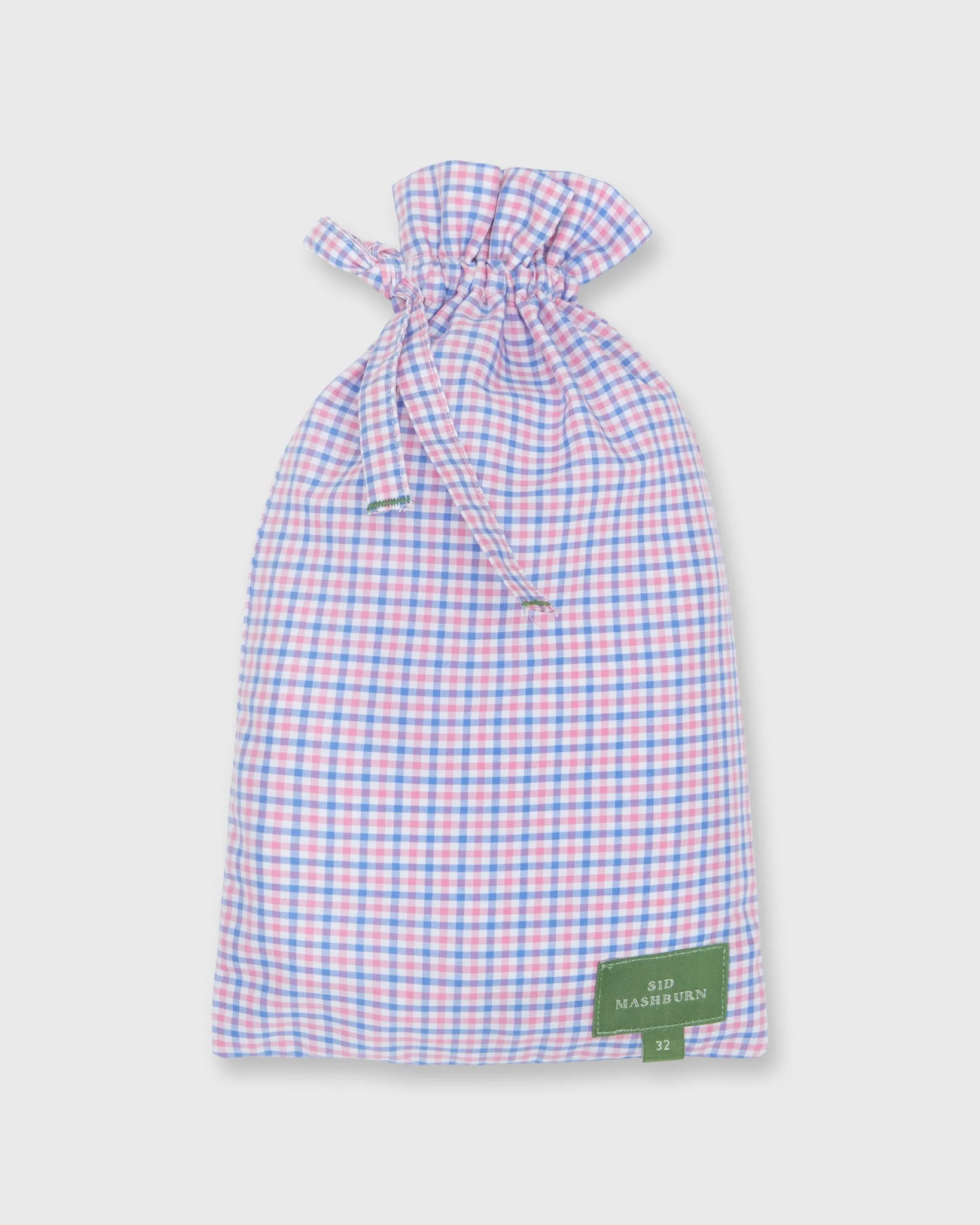 Button-Front Boxer Short in Pink/Dutch Blue Tattersall Poplin sold by Mashburn product image thumbnail 2