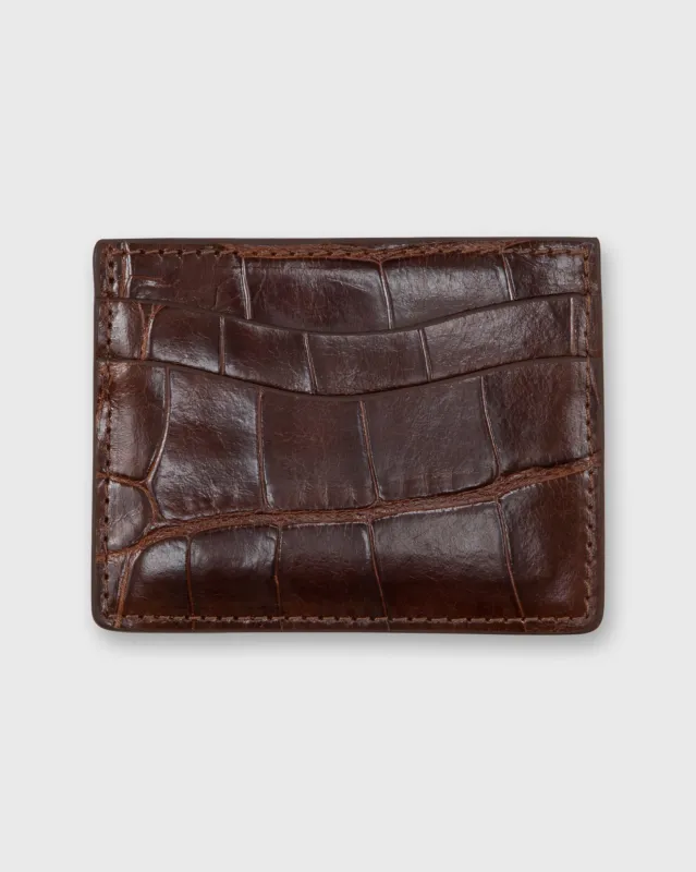 Card Holder in Cognac Glazed Alligator sold by Mashburn