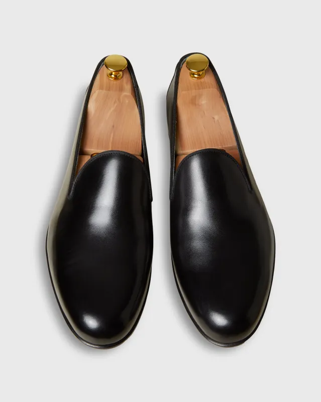 Formal Slipper in Black Calfskin sold by Mashburn