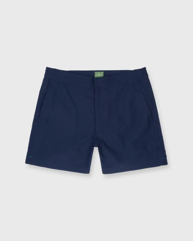 Zip-Front Standard Swim Short in Navy Nylon sold by Mashburn