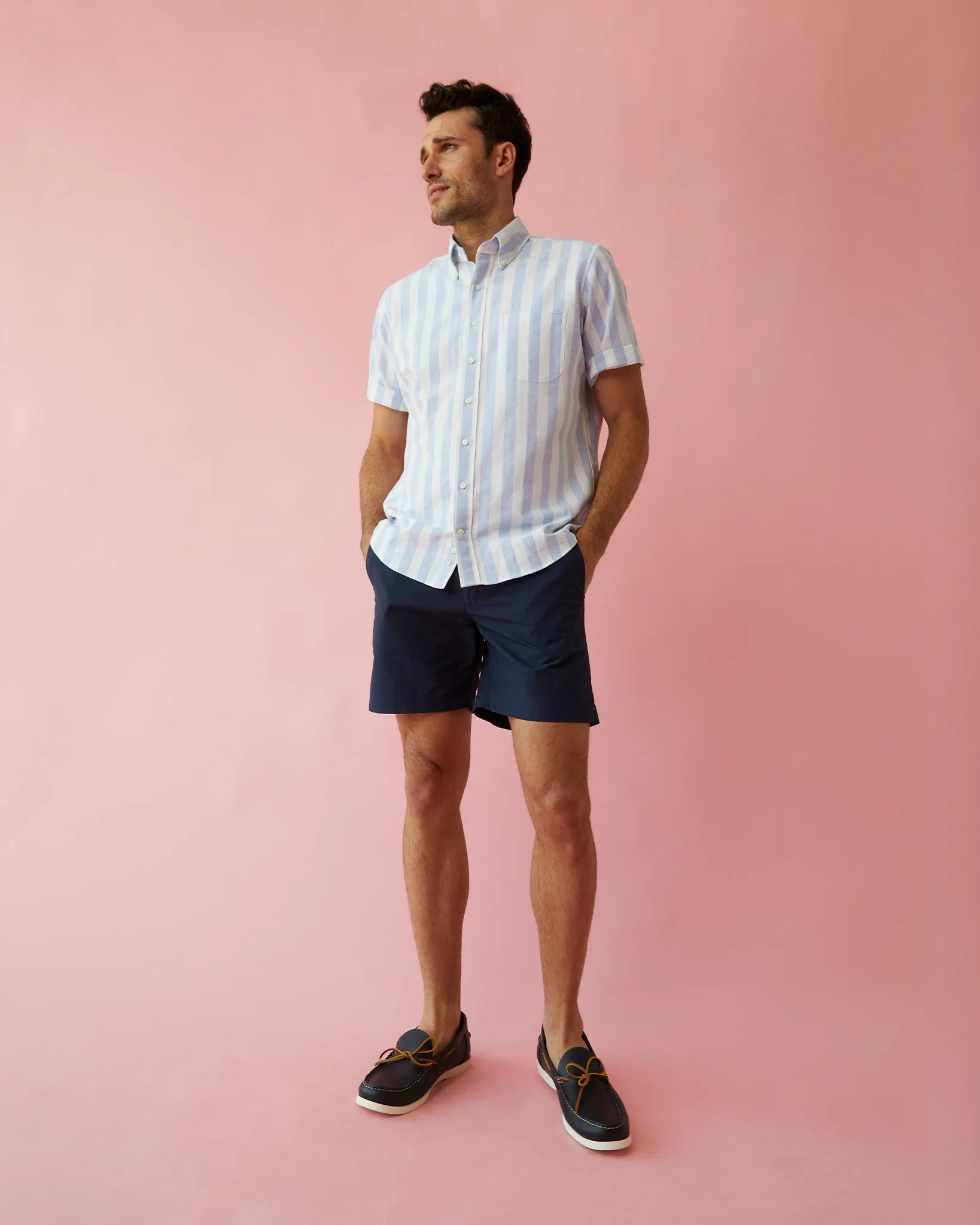 Zip-Front Standard Swim Short in Navy Nylon sold by Mashburn product image thumbnail 2