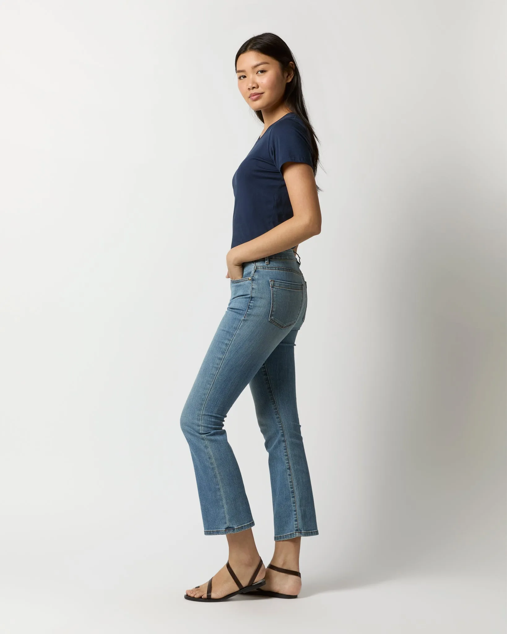 Short-Sleeved Relaxed Tee in Navy Pima Cotton sold by Mashburn product image thumbnail 2