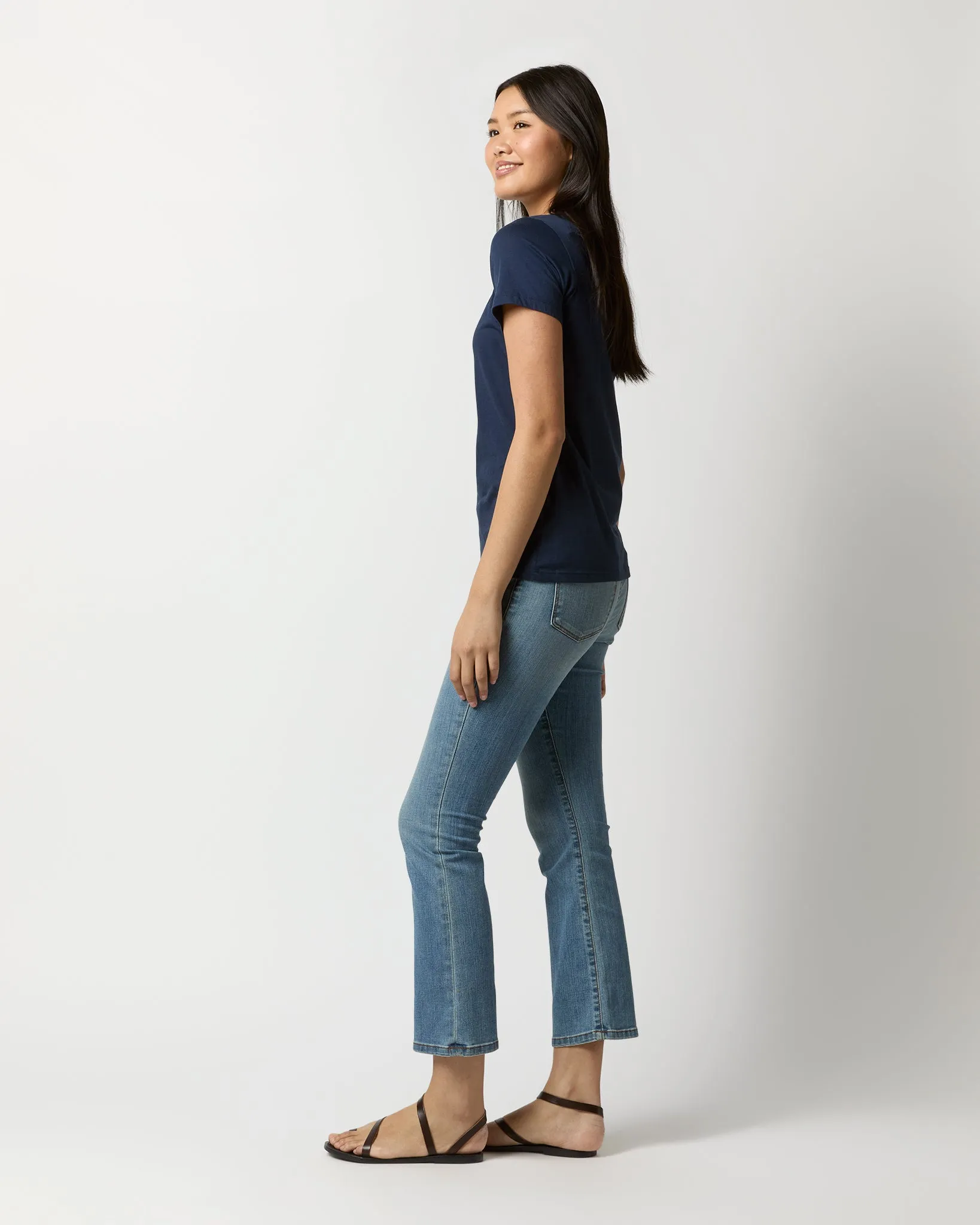 Short-Sleeved Relaxed Tee in Navy Pima Cotton sold by Mashburn product image thumbnail 3