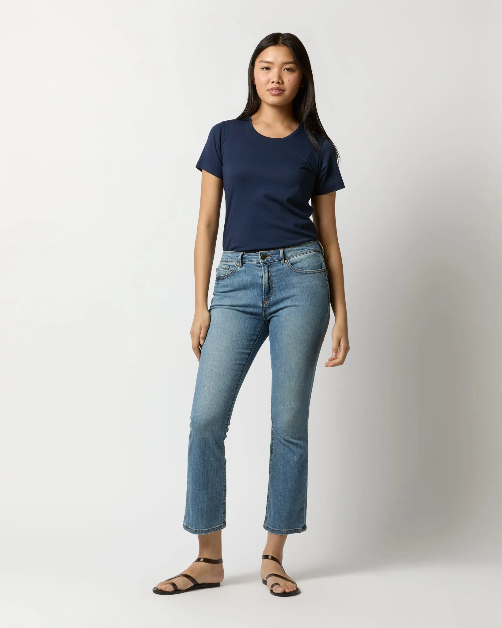 Short-Sleeved Relaxed Tee in Navy Pima Cotton sold by Mashburn product image thumbnail 4