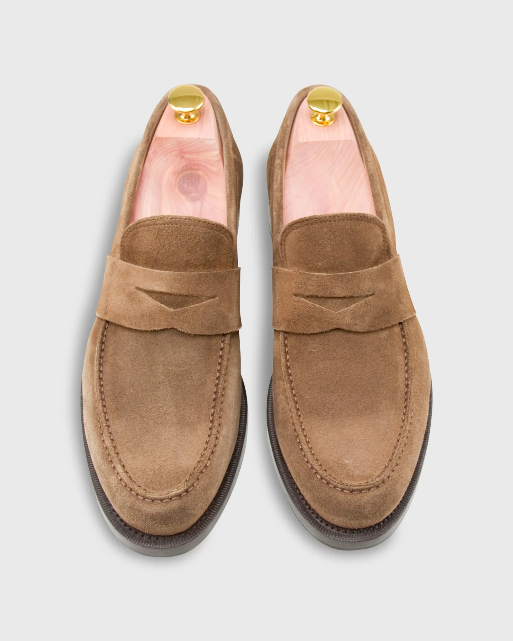 Italian Penny Loafer in Cigar Suede sold by Mashburn