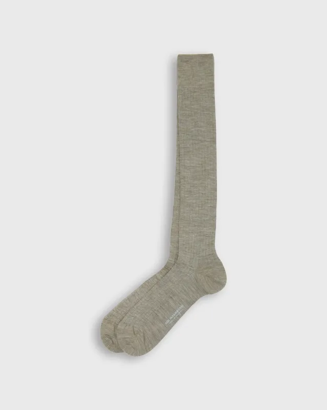 Over-The-Calf Dress Socks in Heather Taupe Extra Fine Merino sold by Mashburn