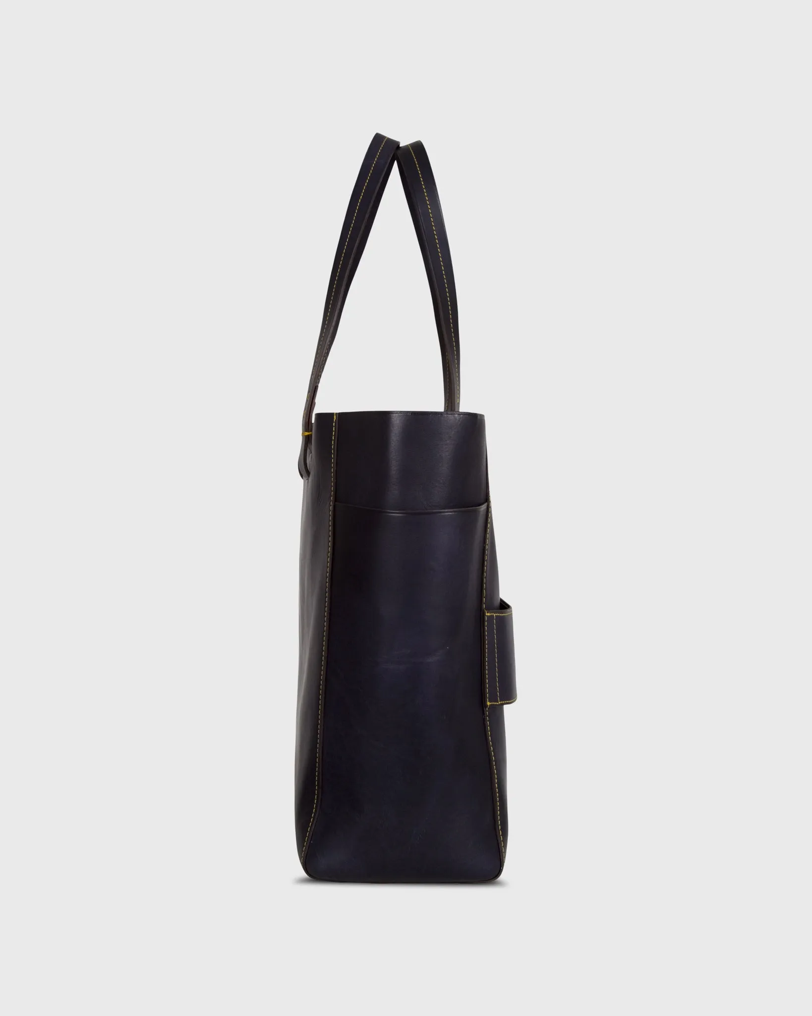 Leather Tote with Trolley Strap in Navy sold by Mashburn product image thumbnail 3