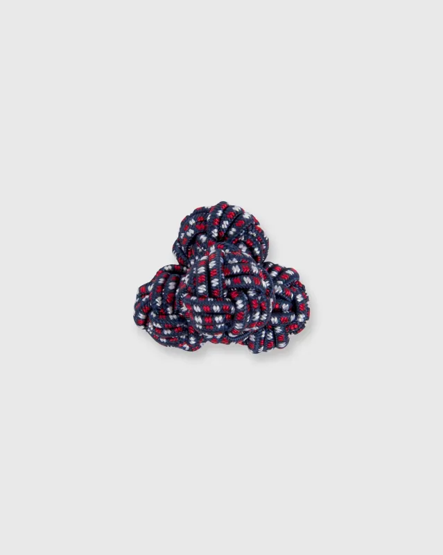 Small Silk Knot Cufflinks in Navy/Red Small Weave sold by Mashburn