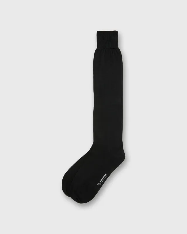 Over-The-Calf Dress Socks in Black Silk sold by Mashburn