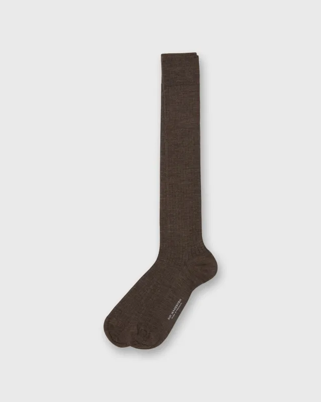 Over-The-Calf Dress Socks in Heather Brown Extra Fine Merino sold by Mashburn