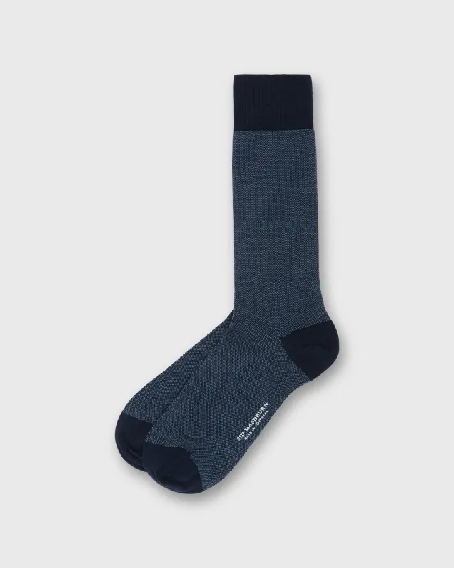 Birdseye Trouser Dress Socks in Blue Extra Fine Merino sold by Mashburn